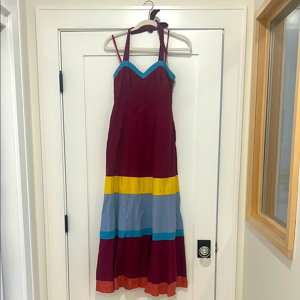 Maeve Burgundy and Blue Maxi Dress